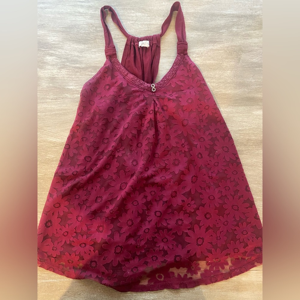 Maroon flowered tank